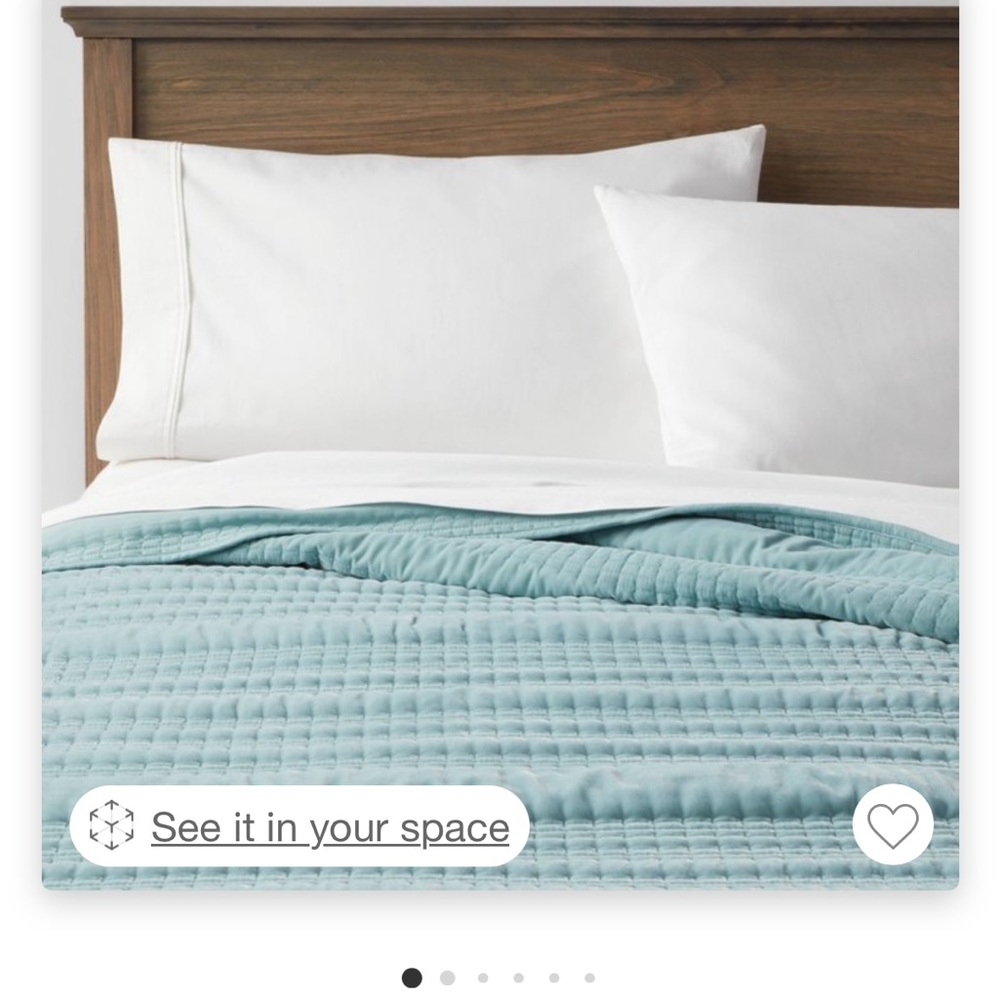 King Size Aqua Velvet Target Threshold Quilt and Two Standard Shams